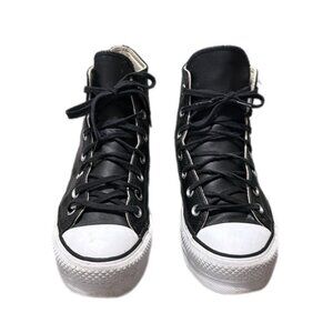 Converse Shoes  Womens 8 Black Leather Platform High Top Sneaker Skater Y2K City